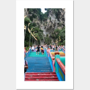 Colorful stairs to Batu Caves entrance Posters and Art